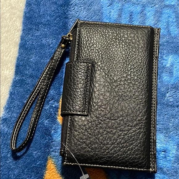 b.o.c. Black Leather Wristlet with Gold Accents - Picture 3 of 4